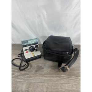 Vintage Original Polaroid SX-70 OneStep White Rainbow Stripe Land Camera & Case